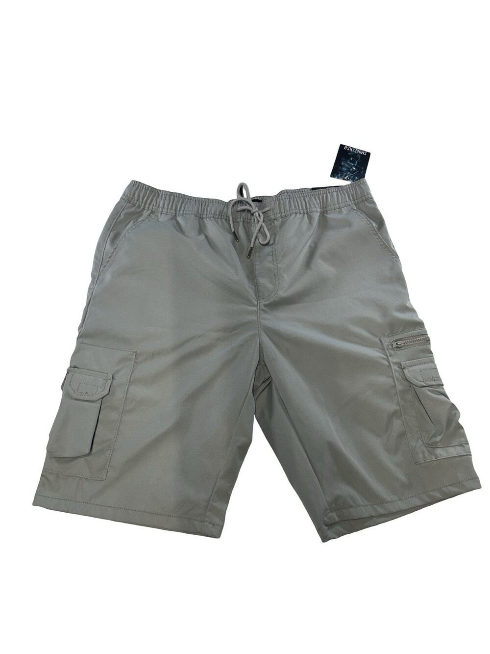 Smoke & Ash Men’s XL Gray Cargo Shorts NWT Drawstring Elastic Waist Utility